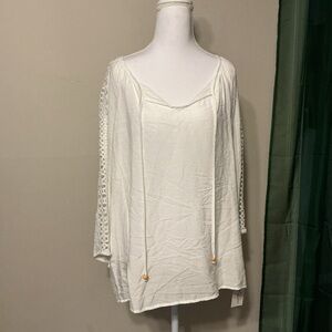 NY Collection White Blouse with Lace Sleeves